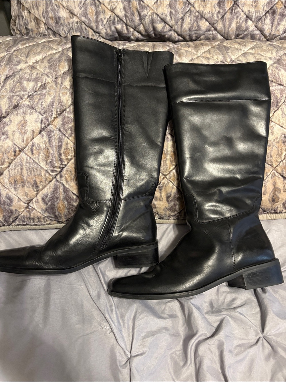 Tribeca Studio Women’s Size 9M Tall Riding Boots Black Leather Square Toe